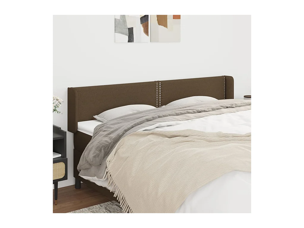 Tête de lit avec oreilles Marron Foncé 163x16x78/88 cm Tissu