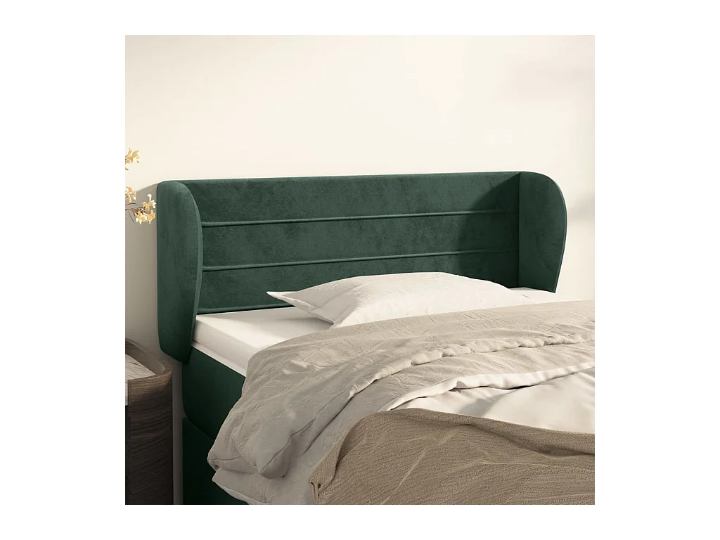 Tête de lit avec oreilles Vert foncé 93x23x78/88 cm Velours