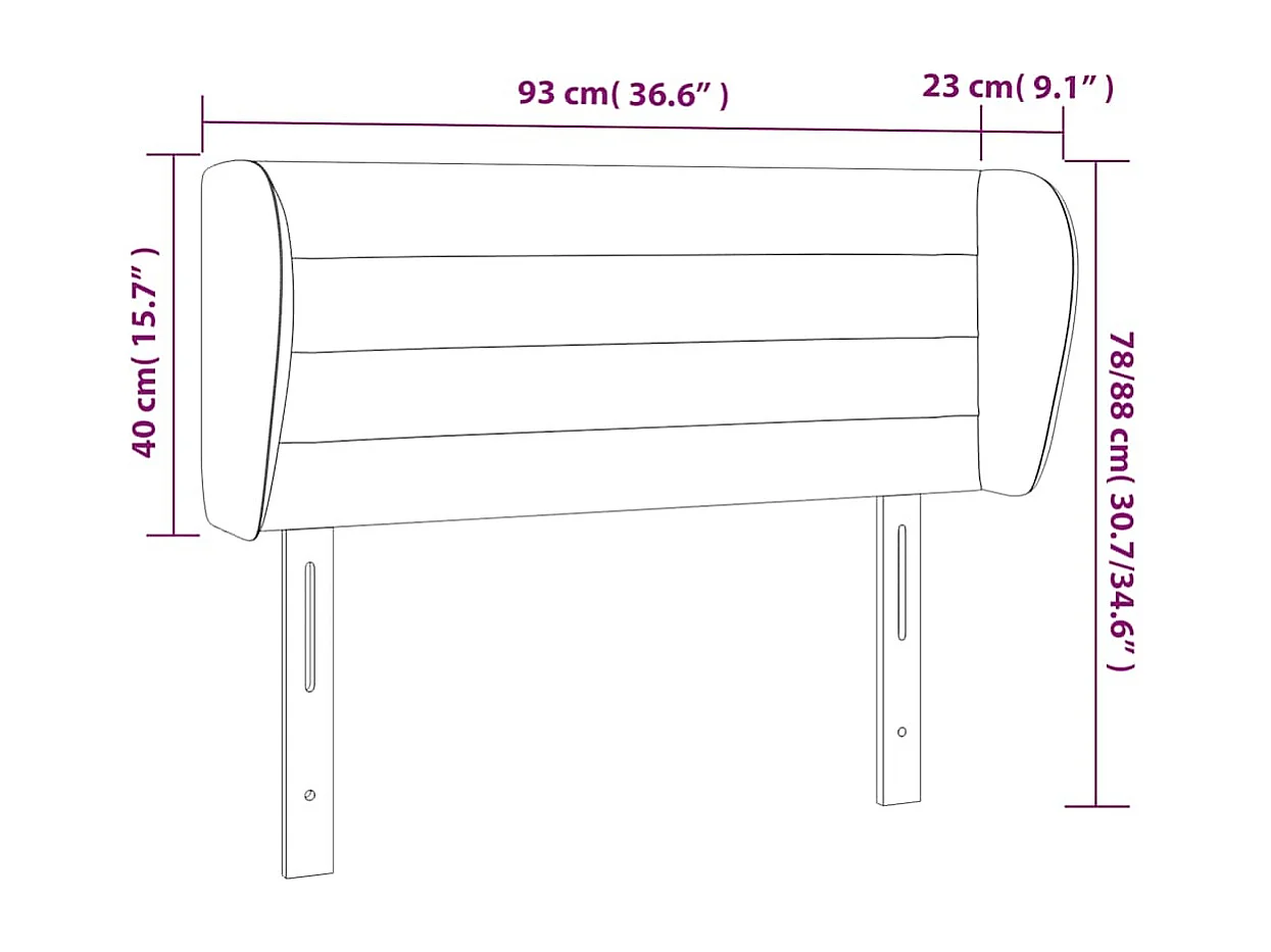Tête de lit avec oreilles Vert foncé 93x23x78/88 cm Velours