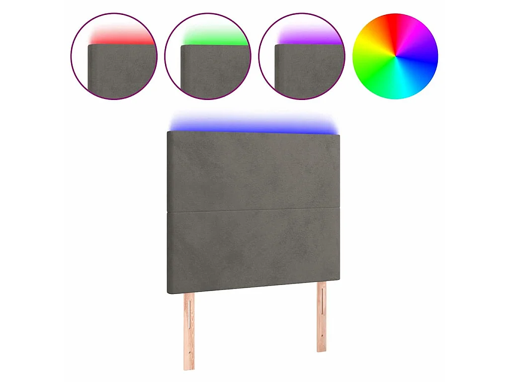 Hoofdbord LED 80x5x118/128 cm fluweel donkergrijs