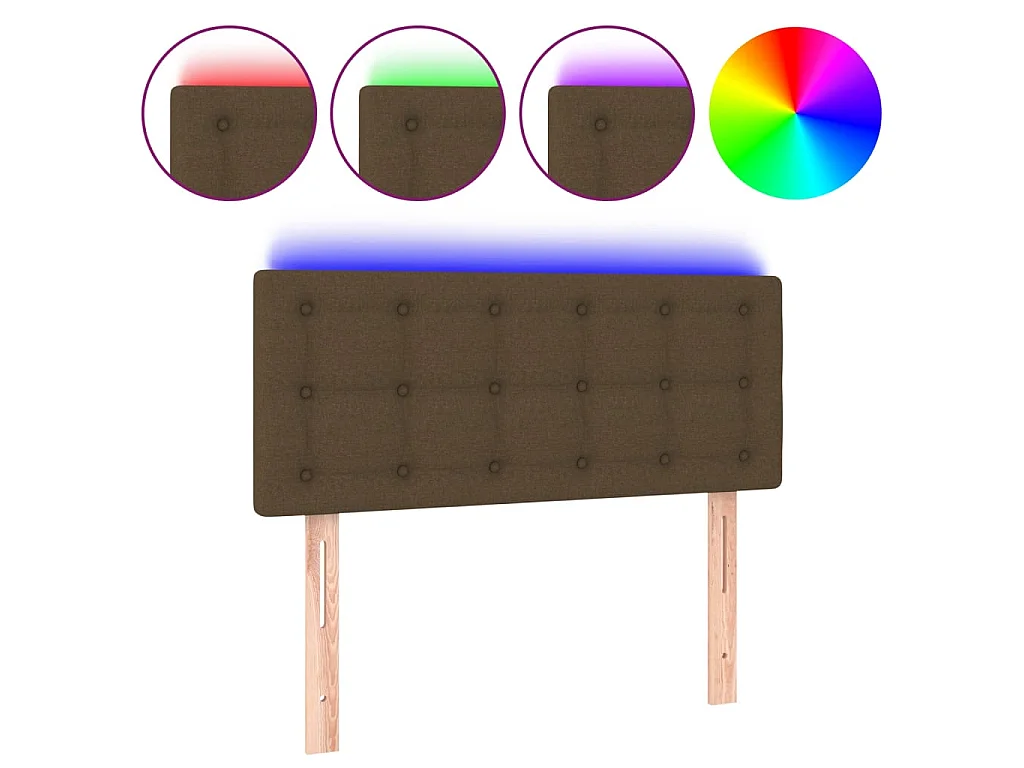 Tête de lit à LED Marron Foncé 100x5x78/88 cm Tissu