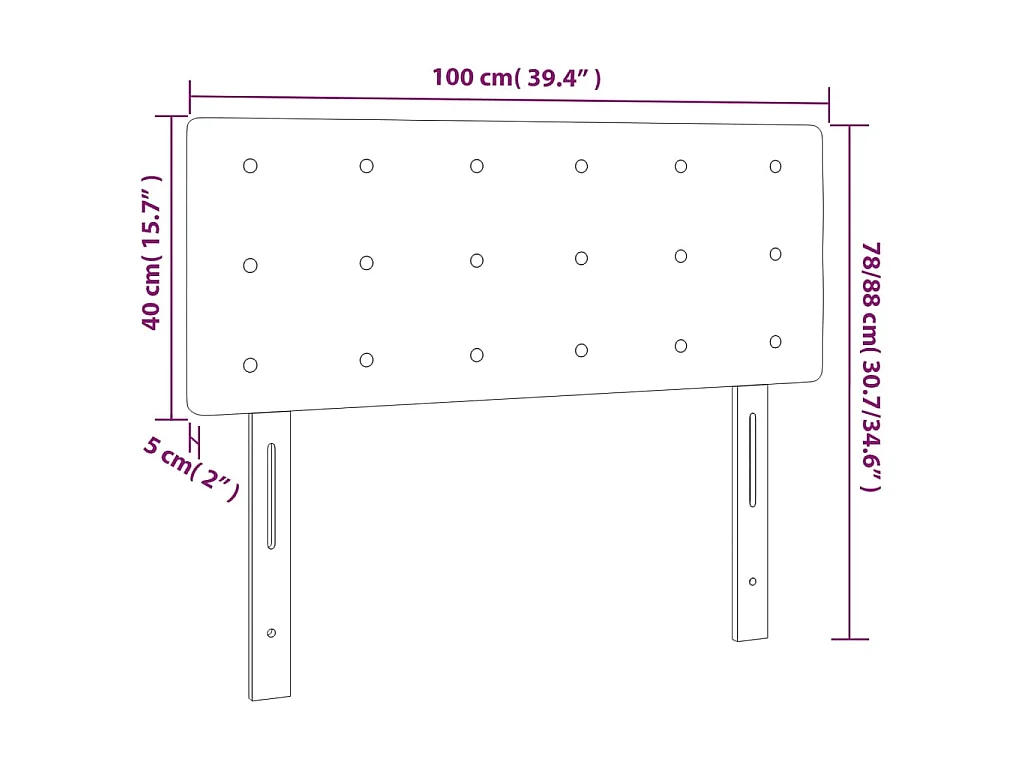 Tête de lit à LED Marron Foncé 100x5x78/88 cm Tissu