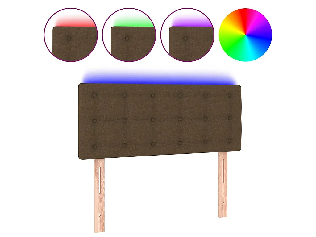 Tête de lit à LED Marron Foncé 100x5x78/88 cm Tissu