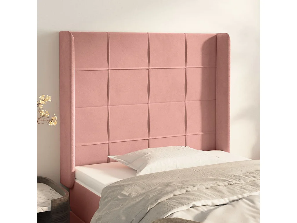 Kopfteil mit Ohren Rosa 103x16x118/128 cm Samt
