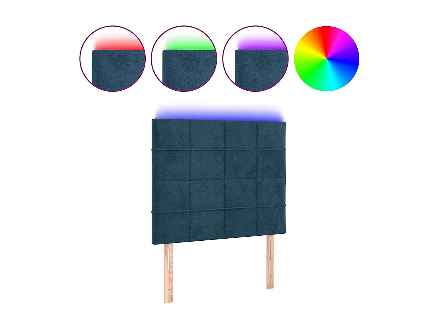 Tête de lit à LED Bleu foncé 100x5x118/128 cm Velours