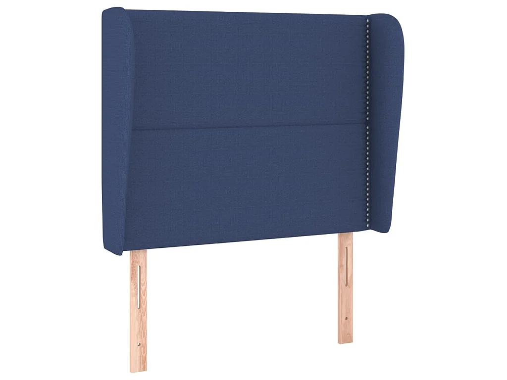 Tête de lit avec oreilles Bleu 103x23x118/128 cm Tissu