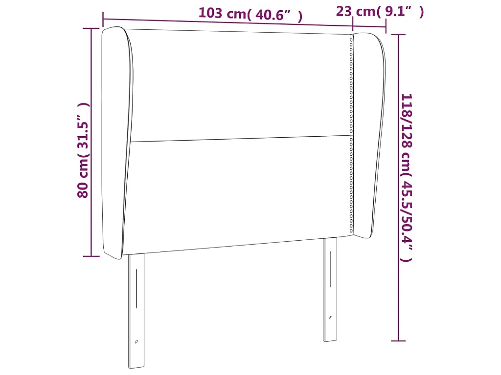 Tête de lit avec oreilles Bleu 103x23x118/128 cm Tissu