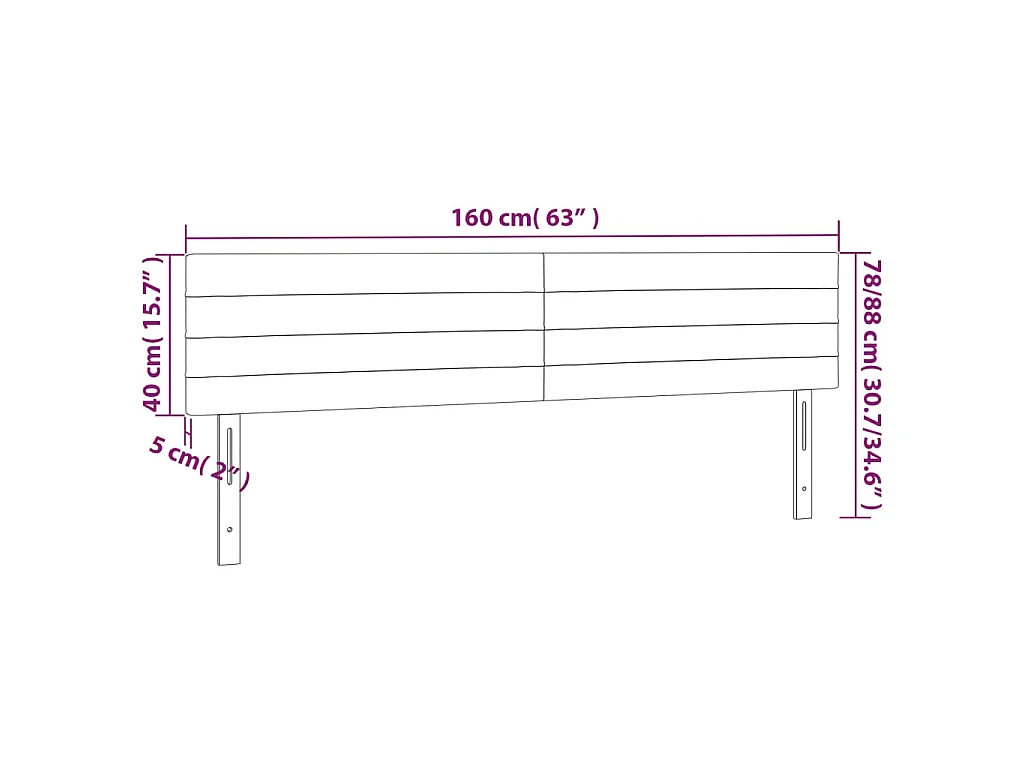 Têtes de lit Noir 160x5x78/88 cm Tissu