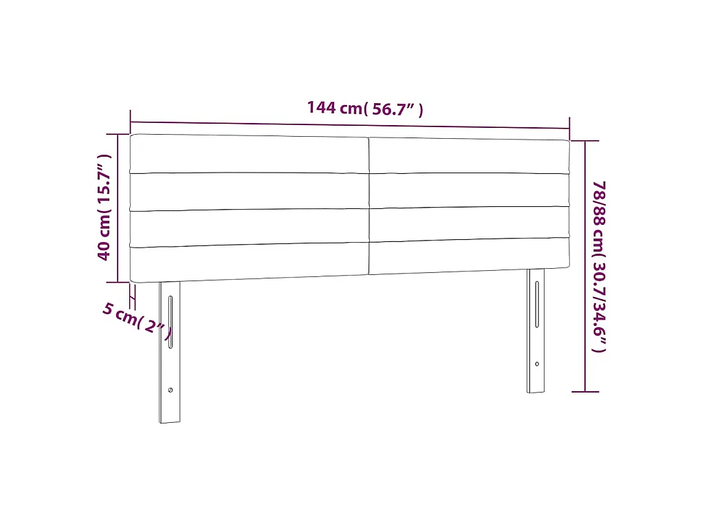 Tête de lit à LED Bleu foncé 144x5x78/88 cm Velours