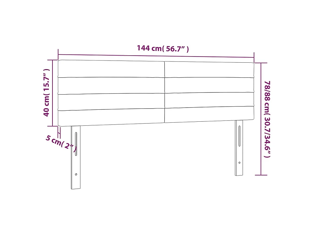 Tête de lit à LED Bleu foncé 144x5x78/88 cm Velours