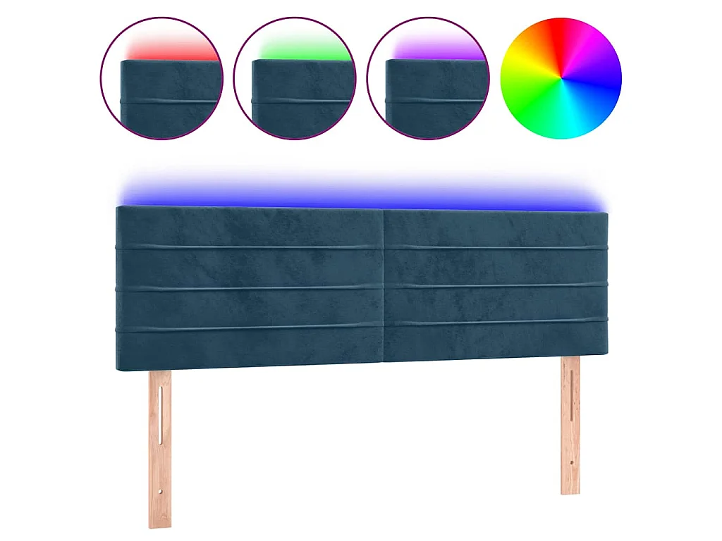Hoofdbord LED 144x5x78/88 cm fluweel donkerblauw