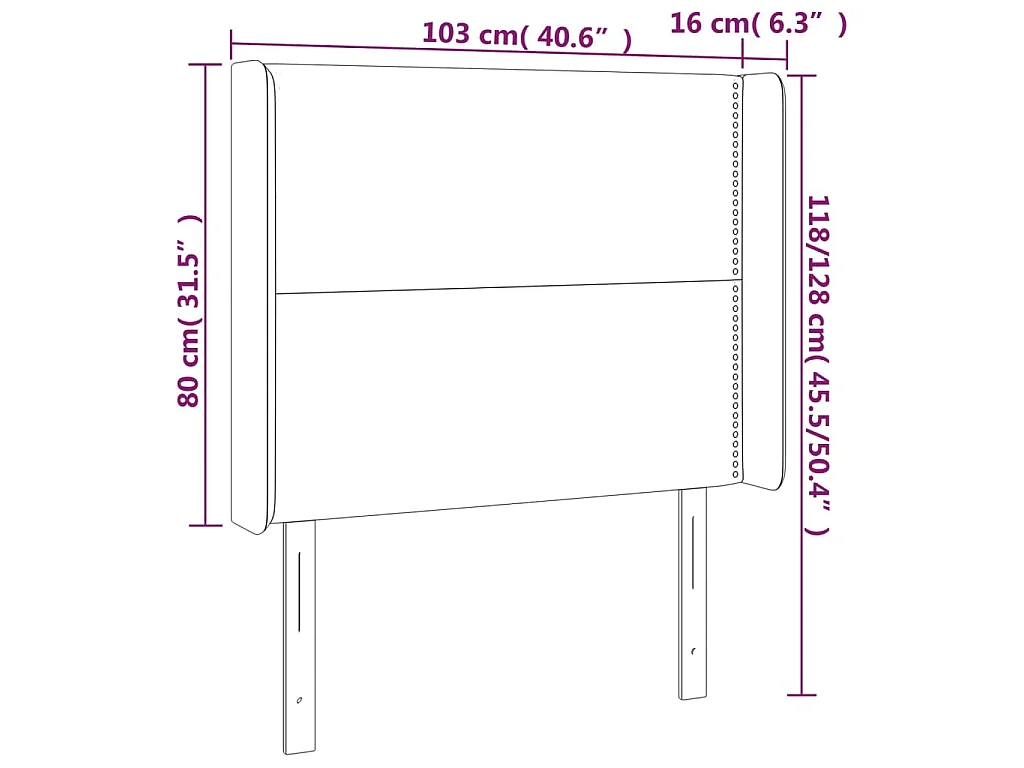 Tête de lit avec oreilles Bleu 103x16x118/128 cm Tissu