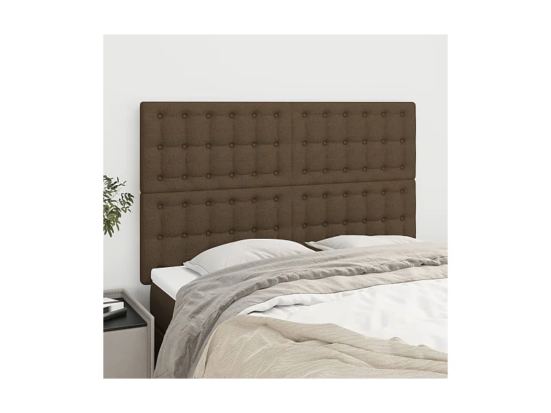 Cabeceira Castanho Escuro 144x5x118/128 cm Tecido