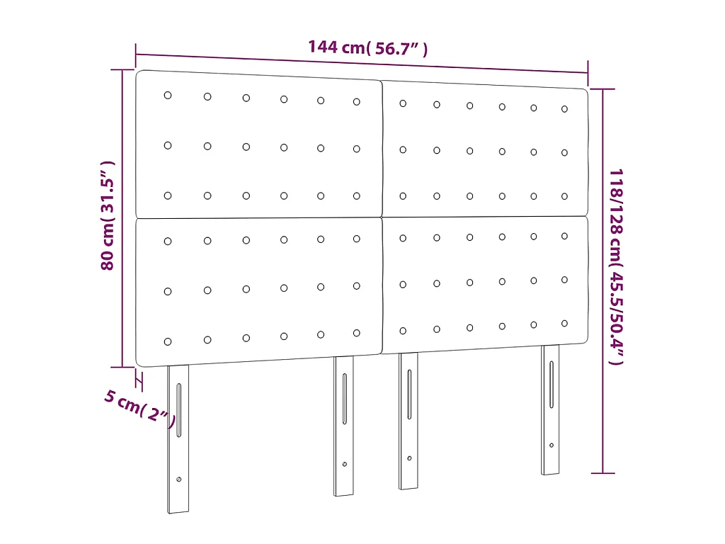 Cabeceira Castanho Escuro 144x5x118/128 cm Tecido