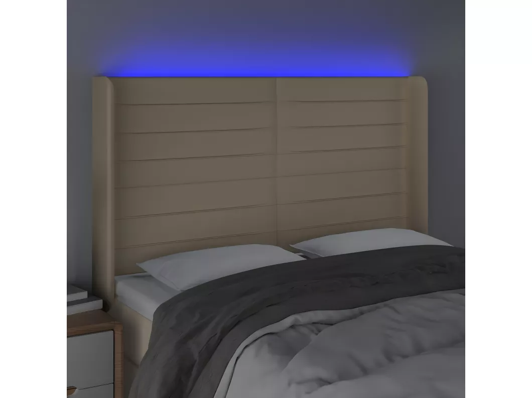 Kauf Unique LED Kopfteil Creme 147x16x118/128 cm Stoff