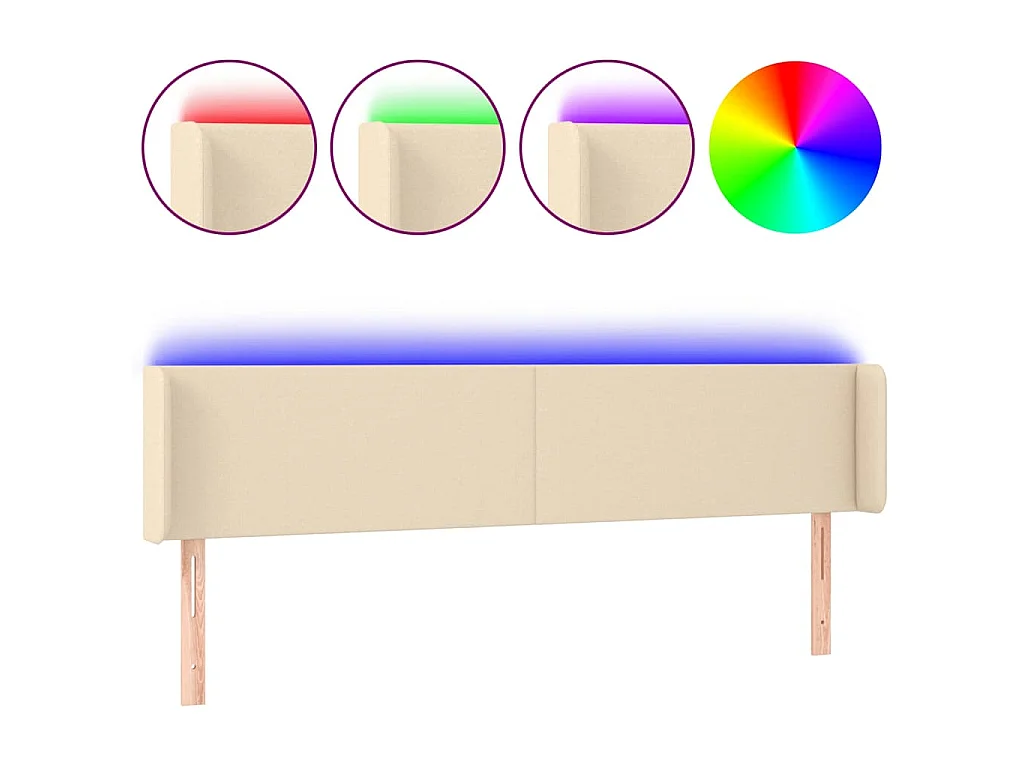 Tête de lit à LED Crème 183x16x78/88 cm Tissu