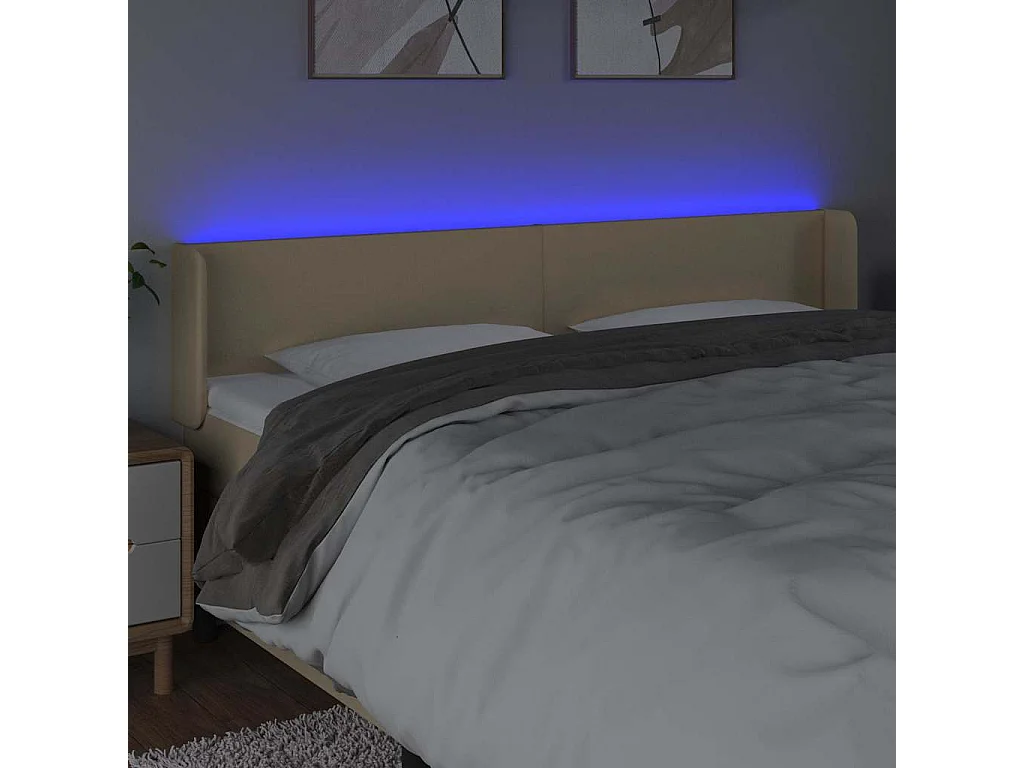 Tête de lit à LED Crème 183x16x78/88 cm Tissu