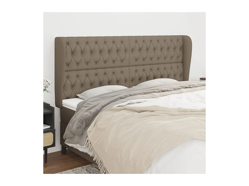 Tête de lit avec oreilles Taupe 203x23x118/128 cm Tissu
