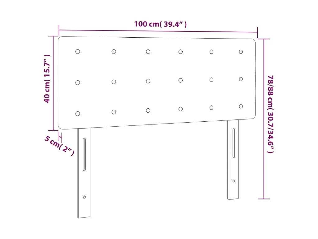 Tête de lit à LED Rose 100x5x78/88 cm Velours
