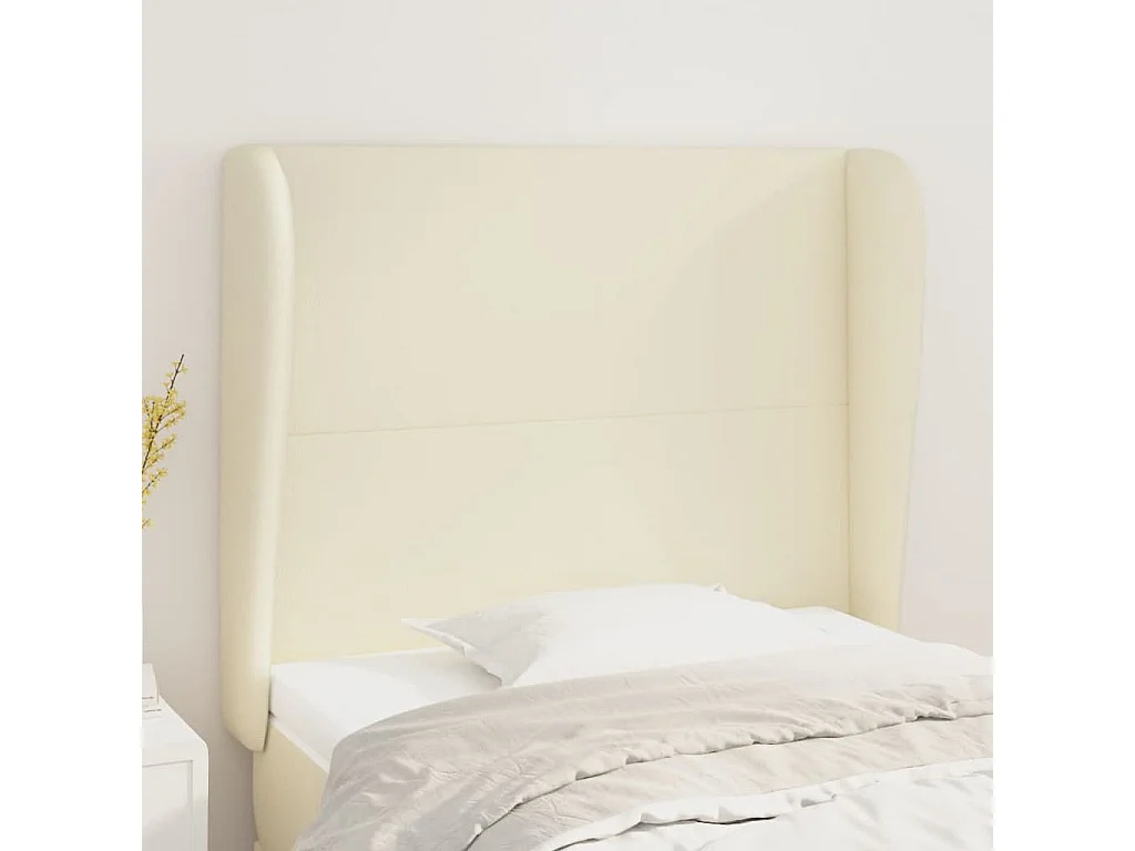 Testiera ad Orecchio Crema 93x23x118/128 cm in Similpelle