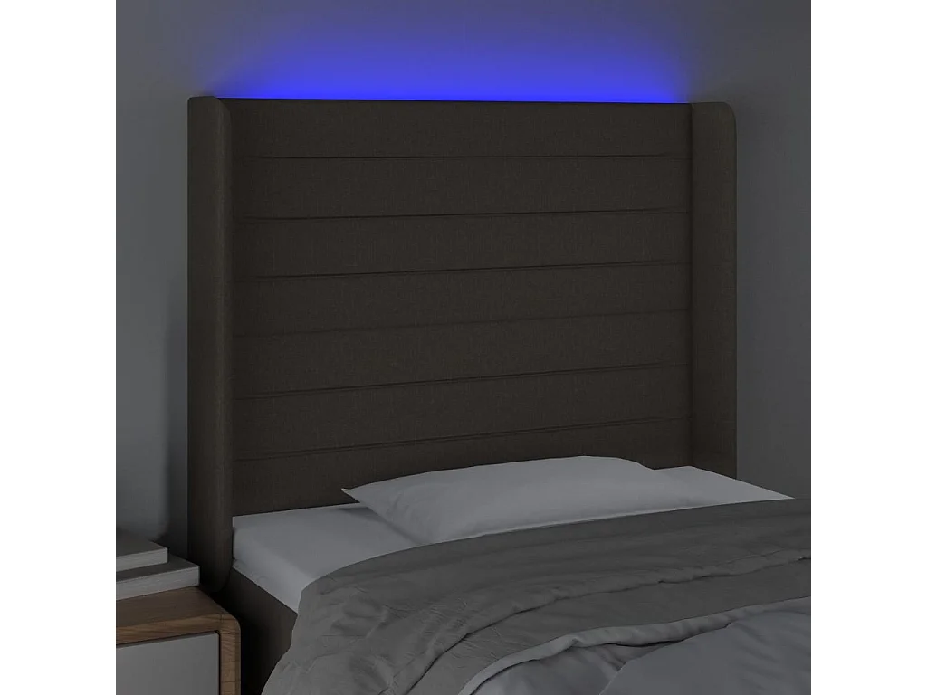 LED Kopfteil Taupe 103x16x118/128 cm Stoff
