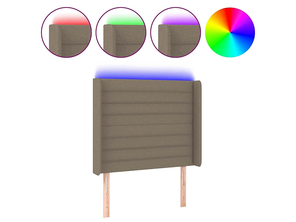 Testiera a LED Tortora 103x16x118/128 cm in Tessuto
