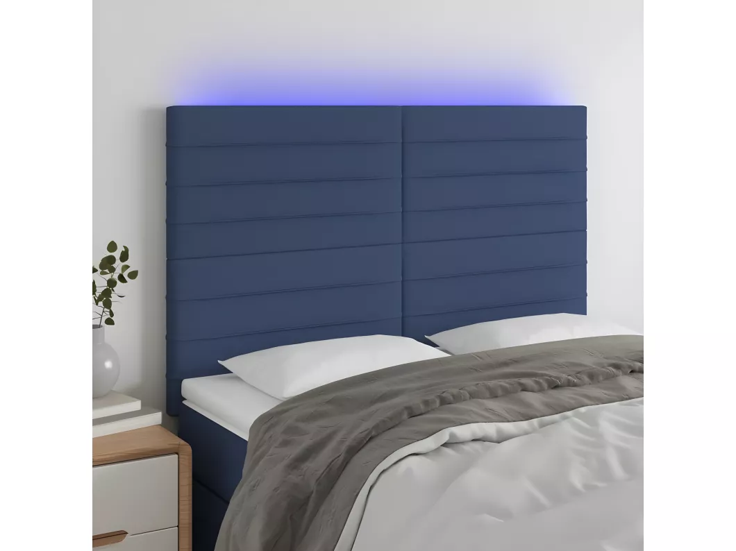 Kauf Unique LED Kopfteil Blau 144x5x118/128 cm Stoff