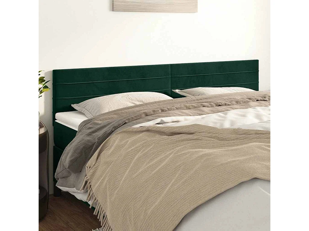 Cabeceira de cama 2 pcs veludo 80x5x78/88 cm verde-escuro