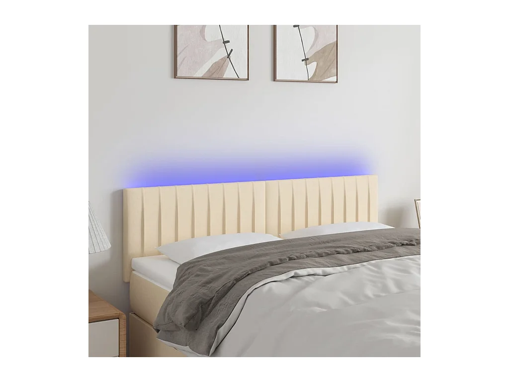 Tête de lit à LED Crème 144x5x78/88 cm Tissu