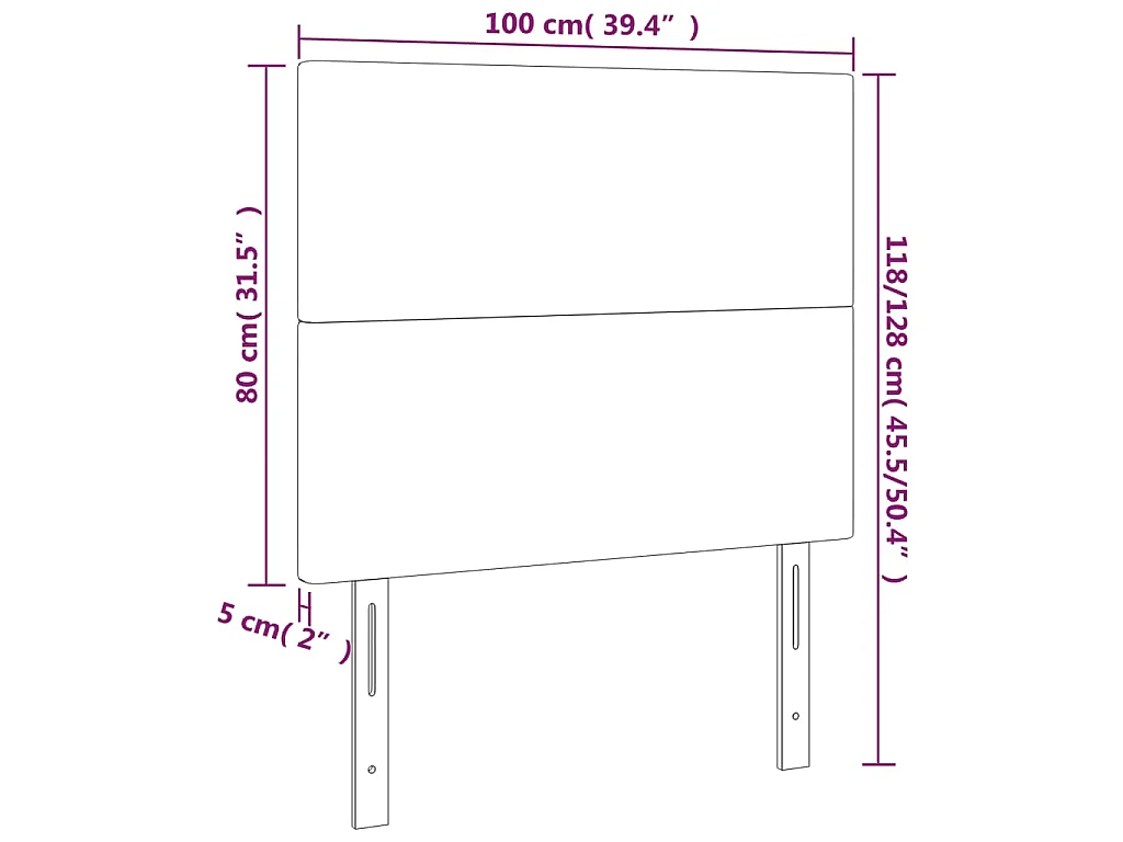LED Kopfteil Dunkelbraun 100x5x118/128 cm Stoff