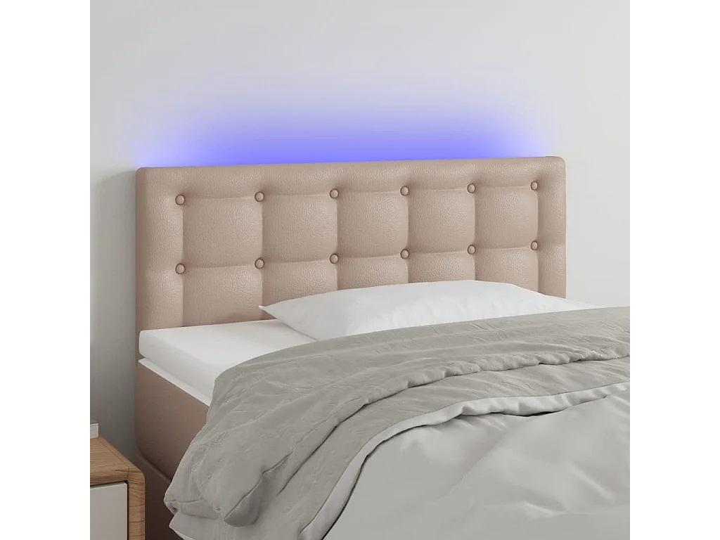 LED Kopfteil Cappuccino-Braun 80x5x78/88 cm Kunstleder