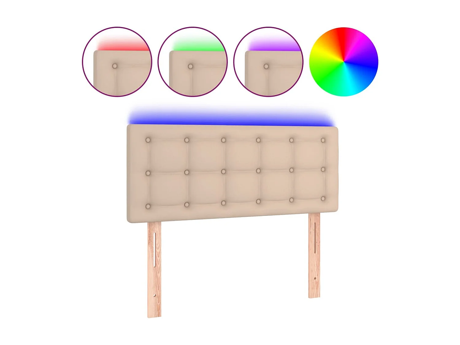 Hoofdbord LED 80x5x78/88 cm kunstleer cappuccinokleurig