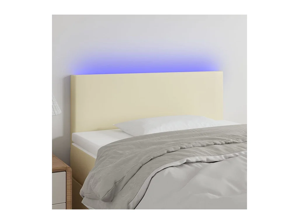 Testiera Crema a LED 90x5x78/88 cm in Similpelle