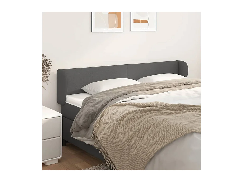 Hoofdbord met randen 163x23x78/88 cm kunstleer grijs