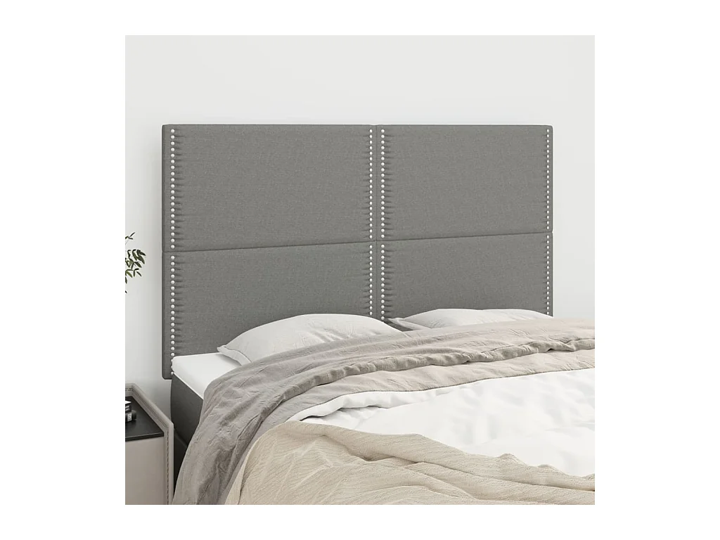 Kopfteile 4 Stk. Dunkelgrau 72x5x78/88 cm Stoff