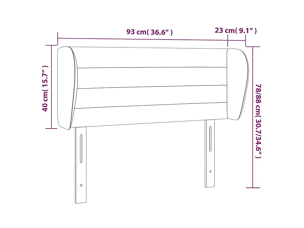 Hoofdbord met randen 93x23x78/88 cm stof blauw