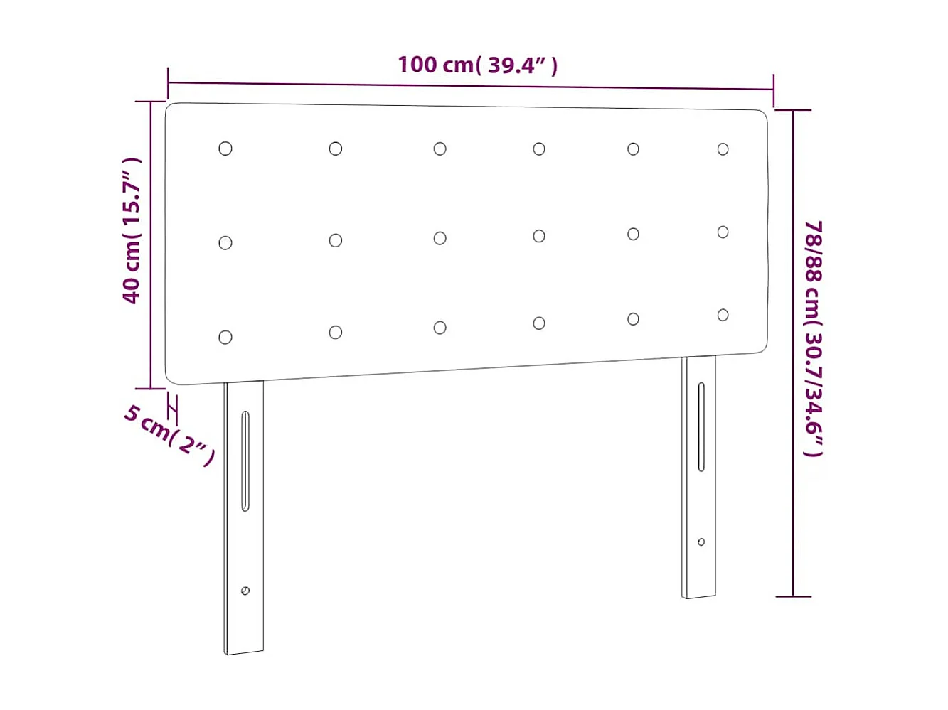 Tête de lit à LED Vert foncé 100x5x78/88 cm Velours