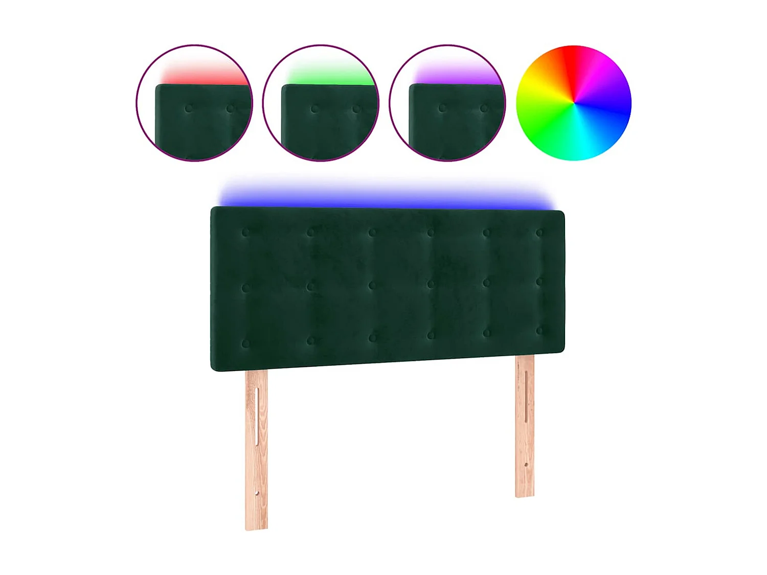 Tête de lit à LED Vert foncé 100x5x78/88 cm Velours