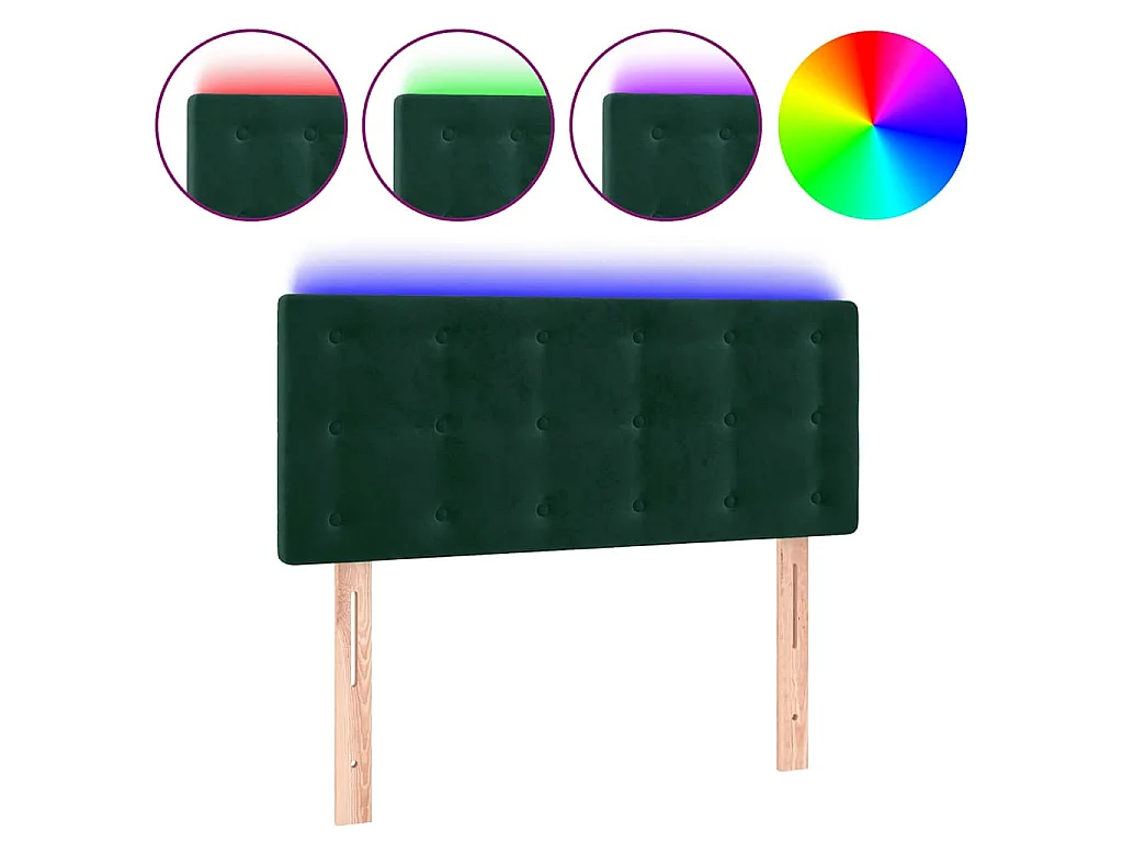 Tête de lit à LED Vert foncé 100x5x78/88 cm Velours