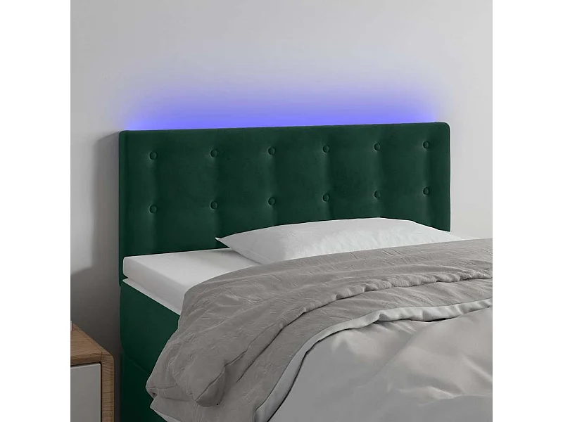 Tête de lit à LED Vert foncé 100x5x78/88 cm Velours