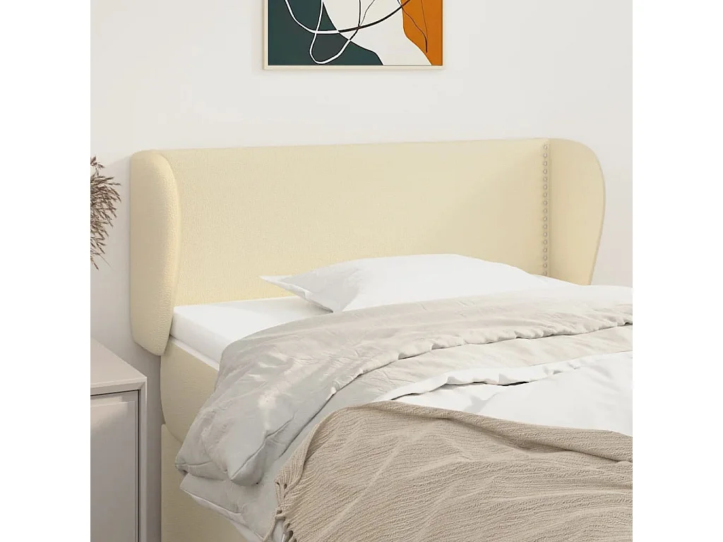 Kopfteil mit Ohren Creme 103x23x78/88 cm Kunstleder
