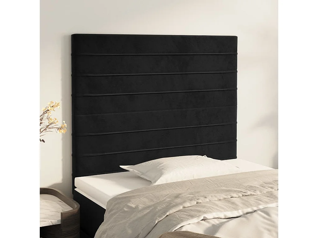 Hoofdbord zwart 90x5x118/128 cm fluweel