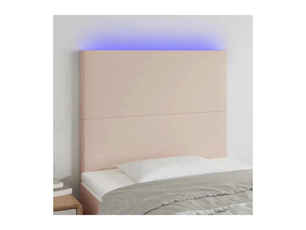 Hoofdbord LED 100x5x118/128 cm kunstleer cappuccinokleurig