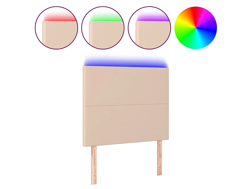 Hoofdbord LED 100x5x118/128 cm kunstleer cappuccinokleurig