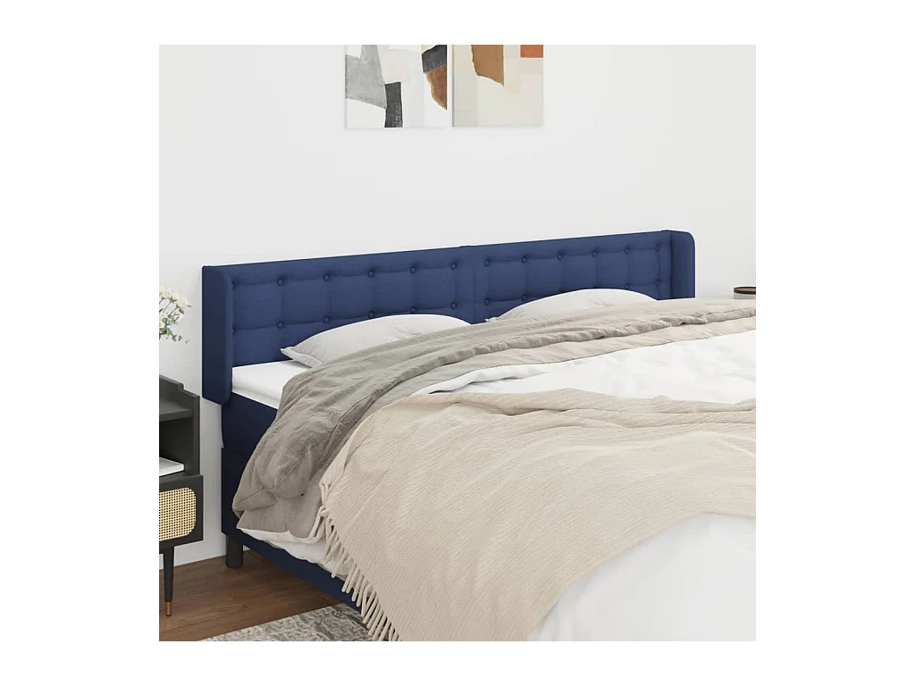 Tête de lit avec oreilles Bleu 163x16x78/88 cm Tissu