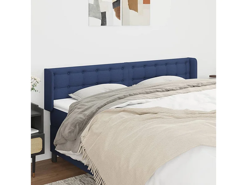 Tête de lit avec oreilles Bleu 163x16x78/88 cm Tissu