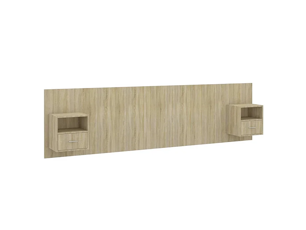 Testiera Letto con Armadietti Legno Multistrato Rovere Sonoma