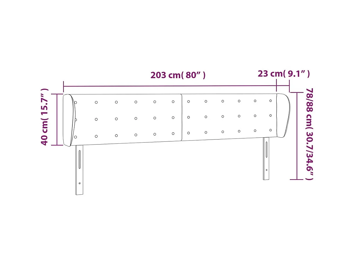 Hoofdbord met randen 203x23x78/88 cm kunstleer wit