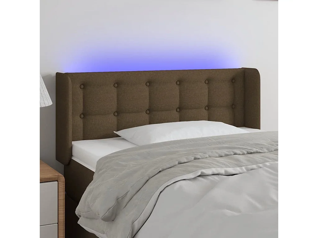 LED Kopfteil Dunkelbraun 103x16x78/88 cm Stoff