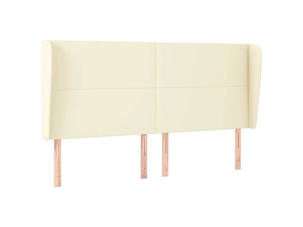 Hoofdbord met randen 183x23x118/128 cm kunstleer crèmekleurig